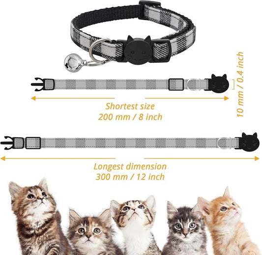 MJIYA Cat Collar with Bell, Breakaway Grid Collar with Plastic Buckle, Light - Image 2