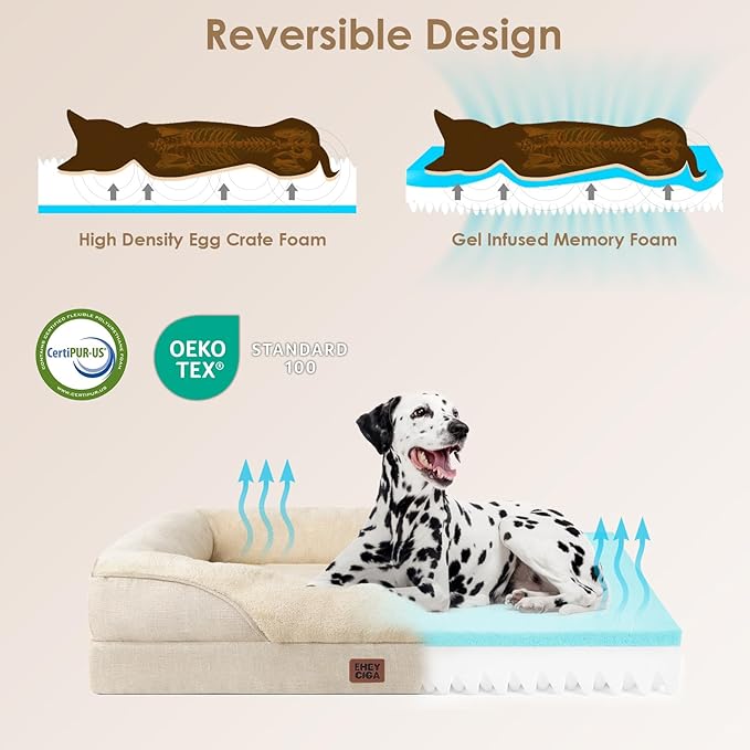EHEYCIGA Orthopedic Dog Bed for Large Sized Dog, Waterproof Liner & Washable - Image 3