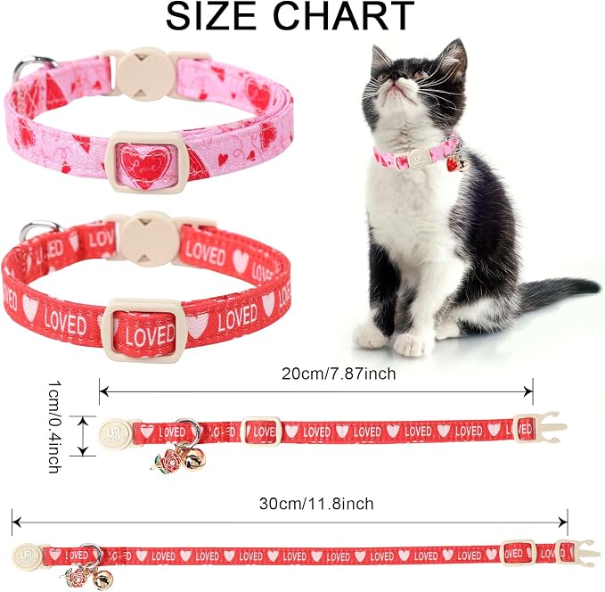 Cat Collar, 2 Pack Cat Collars Cute Breakaway Kitty Collar - Image 6