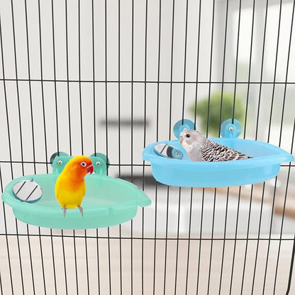 Wontee Bird Bath Box with Mirror Portable Parrot Hanging Bathroom Bathing Tub - Image 6