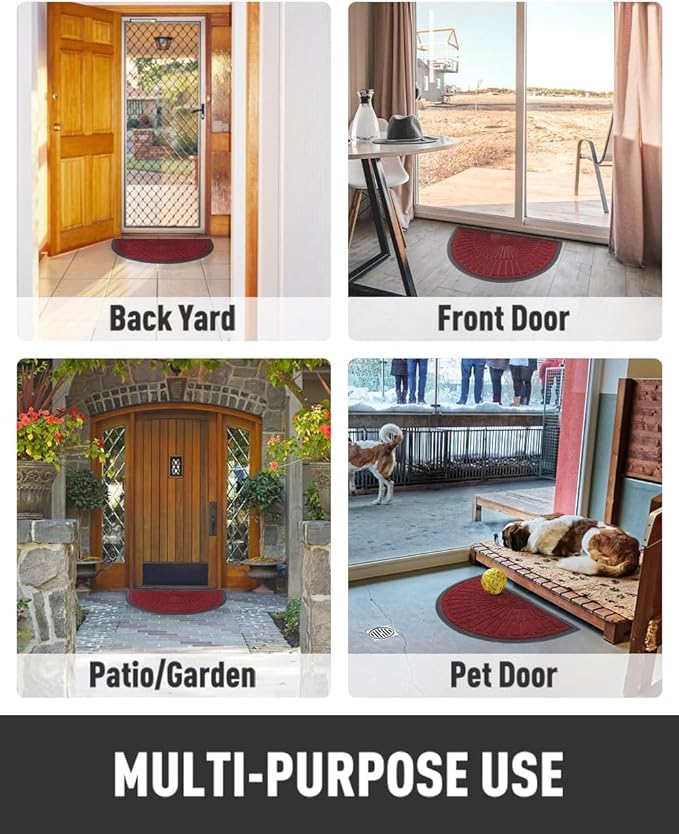 tchdio Door Mat Outdoor Indoor Entrance Doormat-Semicircular Durable Rubber Non - Image 6