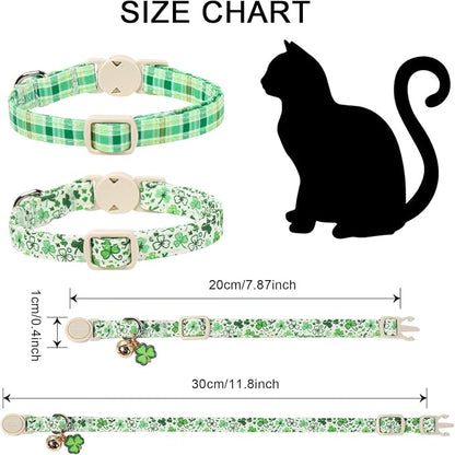 2 Pack St. Patrick's Day Cat Collars, DOGWONG Spring Green Shamrock Cat Collars - Image 4