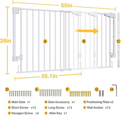 Cumbor 35.1-55" Wide No Bottom Bar Baby Gate - Image 8