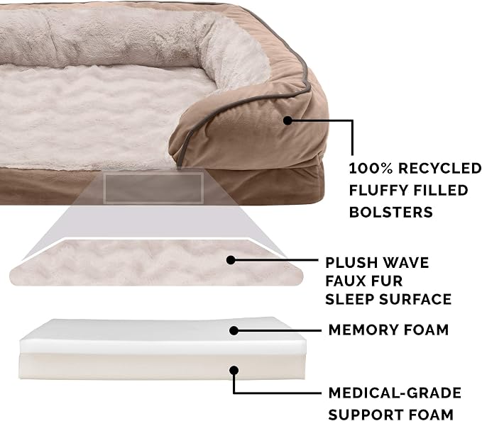 Furhaven Memory Foam Dog Bed for Large Dogs w/ Removable Bolsters & Washable - Image 3