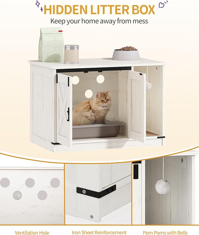 Cat Litter Box Enclosure, Hidden Litter Box Cabinet Furniture - Image 3