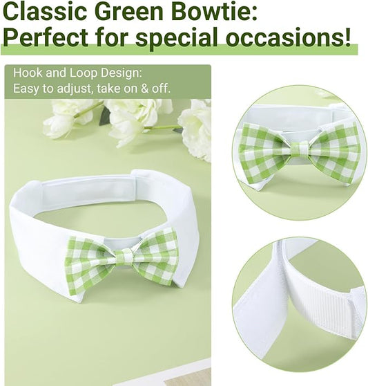 Segarty Dog Bow Tie for Neck Girths 16.5-21.2in, Adjustable Green Plaid Bowtie - Image 2