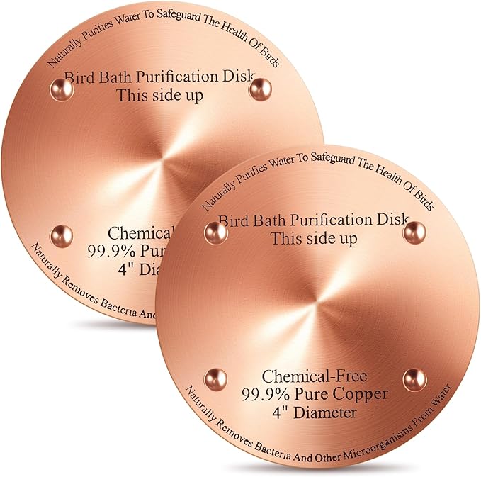 2 Pcs Bird Bath Copper Disk, 0.6mm Thick Reinforced 99.99% Pure Copper Birdbath by Unknown