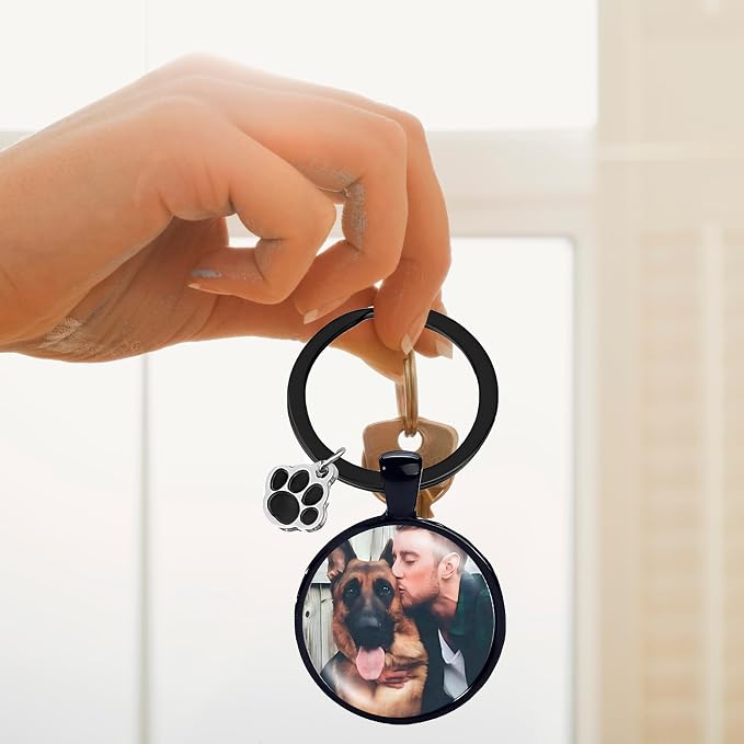 Custom Pet Photo Keychain Personalized Photo Pawprint Dog Tag Keychain Engraved - Image 6