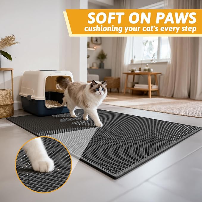 Pieviev Cat Litter Mat Double Layer Waterproof Urine Proof Trapping Mat 1 Pack) - Image 4