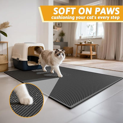 Pieviev Cat Litter Mat Double Layer Waterproof Urine Proof Trapping Mat 1 Pack) - Image 4