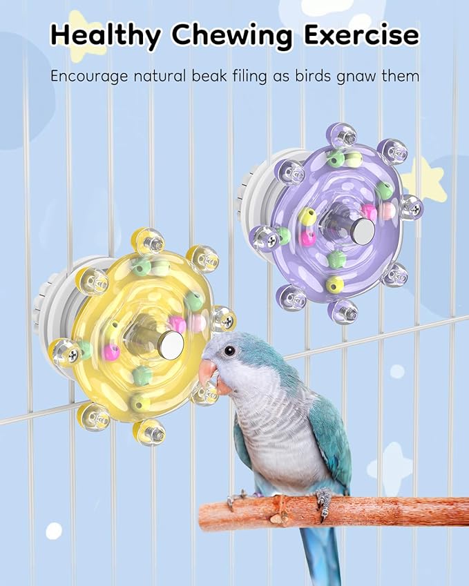Pawfly 2 Pcs Bird Toys for Parakeets, Colorful Spinning Wheel Chew Toys - Image 5