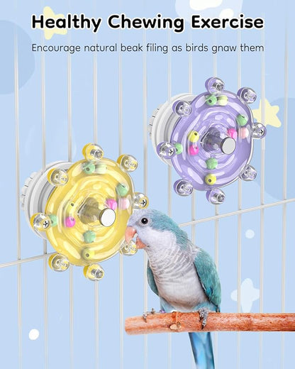 Pawfly 2 Pcs Bird Toys for Parakeets, Colorful Spinning Wheel Chew Toys - Image 5