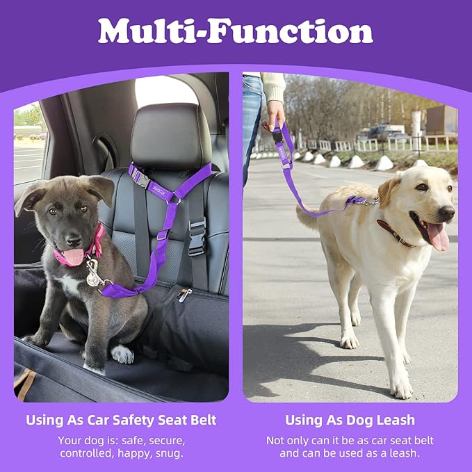 BWOGUE Pet Dog Cat Seat Belts, Car Headrest Restraint Adjustable Safety Leads - Image 6