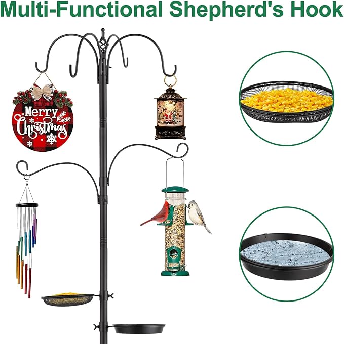 Camii 103 in Bird Feeding Station Kit, 6-Hook Wild Bird Feeder Stand Pole - Image 4