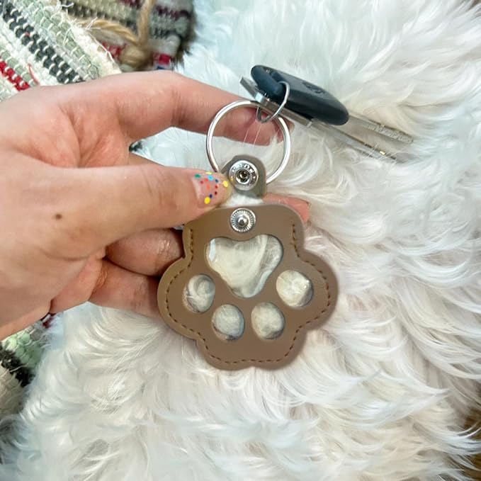 Dog Hair Keychain, Leather Pet Hair Collector Keychains, Pet Fur Keepsake Gift - Image 5