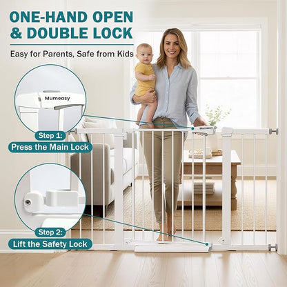 Mumeasy 29.7–48" Baby Gate for Stairs, Dog Gate for Doorways, Auto Close Child - Image 4