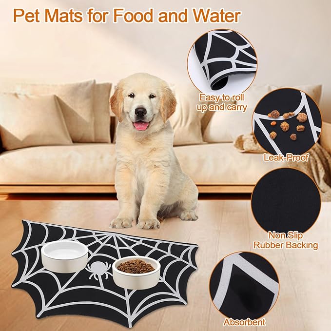 Halloween Pet Mat for Food and Water, Pet Feeding Mat for Dog Cat Bowl - Image 6