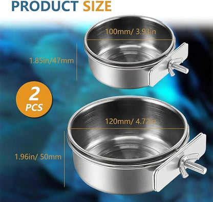 2Pcs Stainless Steel Bird Feeding Bowls, Small Bird Feeding Cup, Stainless - Image 2