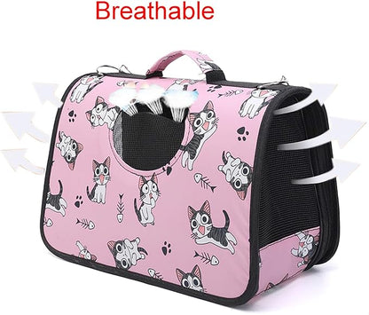 Pet Carrier with Shoulder Strap, 14 Inch x 9.4 Inch x 7 Inch Foldable Pink - Image 5