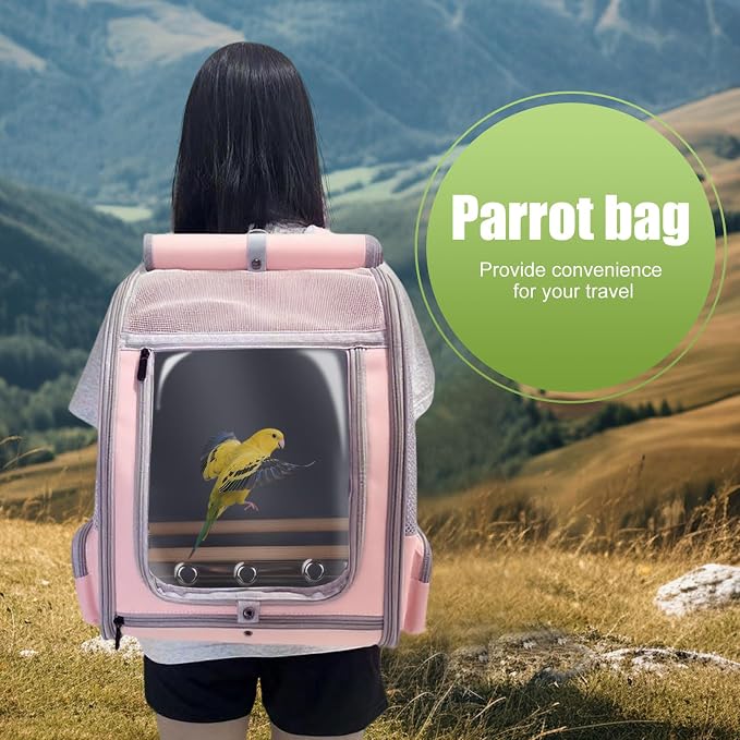 Parrot Carrier Backpack with Front Zipper Opening, Bird Travel Carrier Cage - Image 8