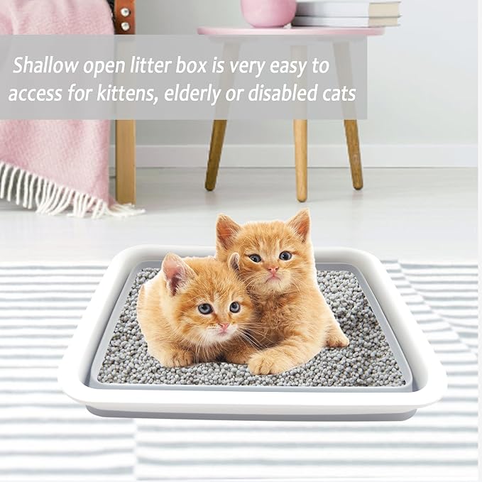 Collapsible Small Cat Litter Box, 14.6 x 10.6 x 4.8 inch Open Waterproof Low - Image 7