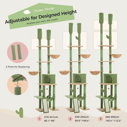 PAWZ Road Cactus Cat Tree Floor to Ceiling Cat Tower - Image 2
