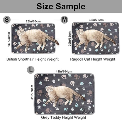 Dono 1 Pack 3 Dog Blankets for Small Dogs, Soft Fluffy Paw Print Pattern Fleece - Image 2