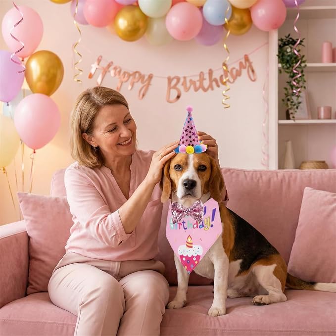 Pet Birthday Party Set with Hat and Bandana - Image 2
