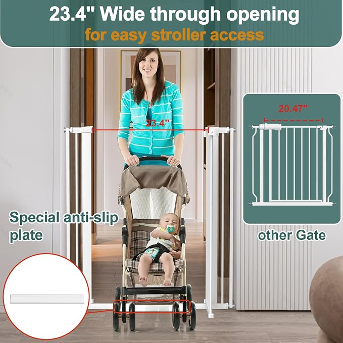 40.55" Tall, 45.86-53.74 Inch Wide, 1.37" Ultra Narrow Spacing Dog Pet Baby - Image 3