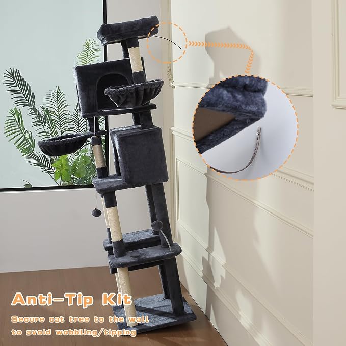 70-Inch Cat Tree, Large Cat Tree Tower - Image 7