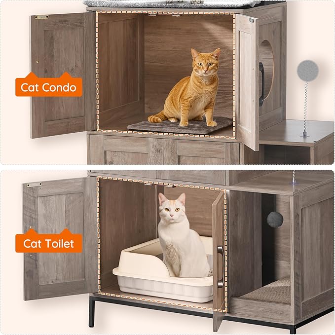 HOOBRO Cat Litter Box Enclosure Furniture, 2 in 1 Hidden Litter Box Furniture - Image 8