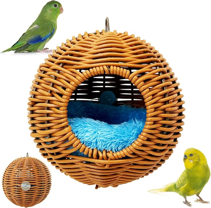 BNOSDM Rattan Bird Nest Parrot Nesting House Parakeet Nesting Soft Lovebird by BNOSDM