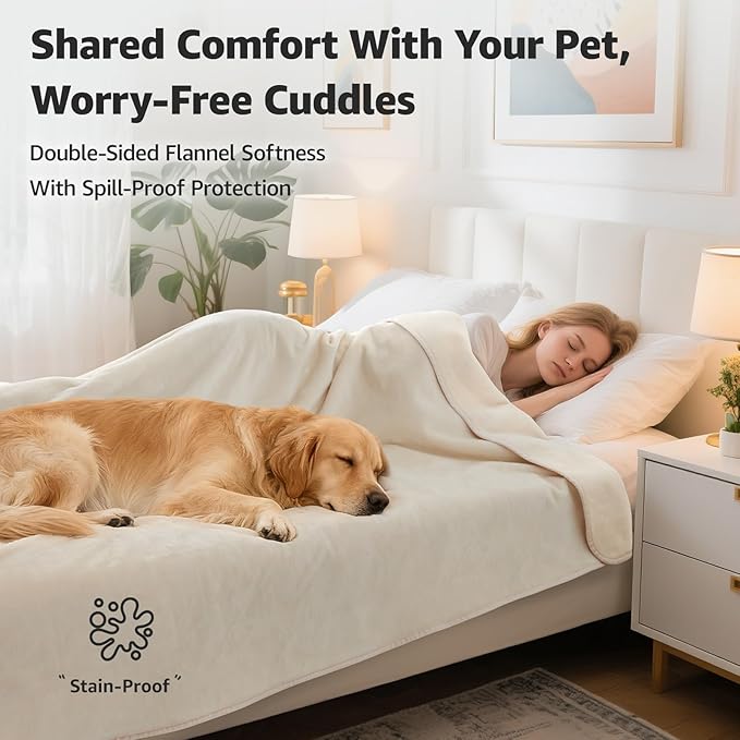 LOOBANI Waterproof Blanket for Bed: Reversible Soft Flannel Queen Bed Blanket - Image 5