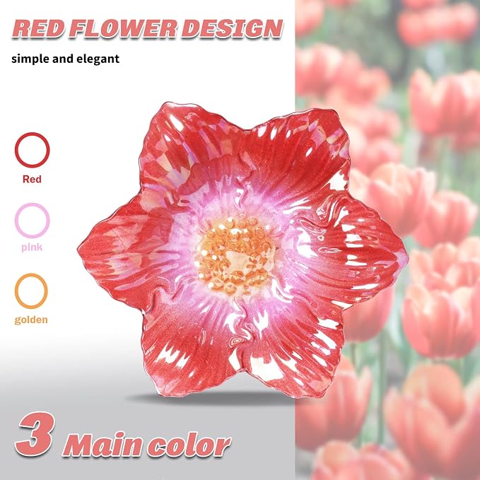 MUMTOP Bird Baths for Outdoors Glass Bird Bath Bowl Outdoor Bird Feeder Flower - Image 8