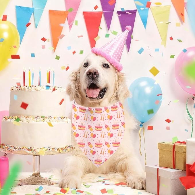 Birthday Dog Bandanas, Double Side Reversible Large Pet Bandanas, Adjustable - Image 2