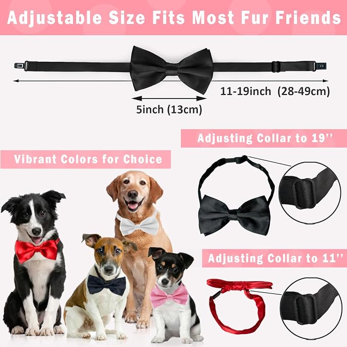 Black Bow Tie for Dogs, KOOLMOX Adjustable Dog Bow Tie Collar for Medium and - Image 2