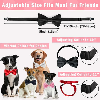 Black Bow Tie for Dogs, KOOLMOX Adjustable Dog Bow Tie Collar for Medium and - Image 2