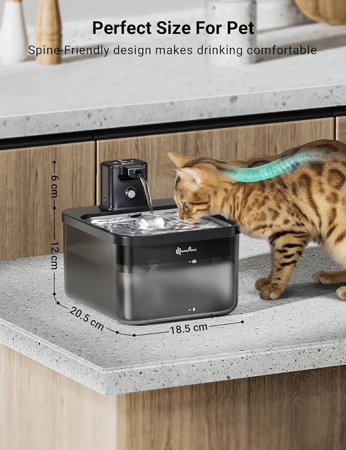 DownyPaws Cat Water Fountain Stainless Steel Cordless, 84oz/2.5L Fursink - Image 9