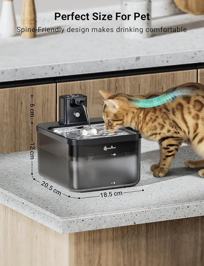 DownyPaws Cat Water Fountain Stainless Steel Cordless, 84oz/2.5L Fursink - Image 9