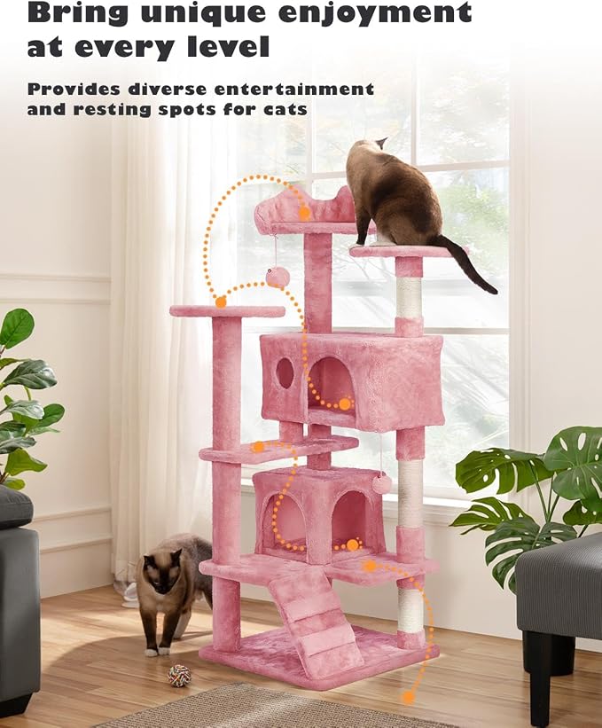 Yaheetech 54in Cat Tree Tower, Dangling Balls Cat Play House - Image 2