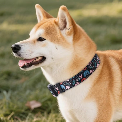 QQPETS Adjustable Soft Dog Collar: Print Flower Pink Multicolor Cute Patterns - Image 7