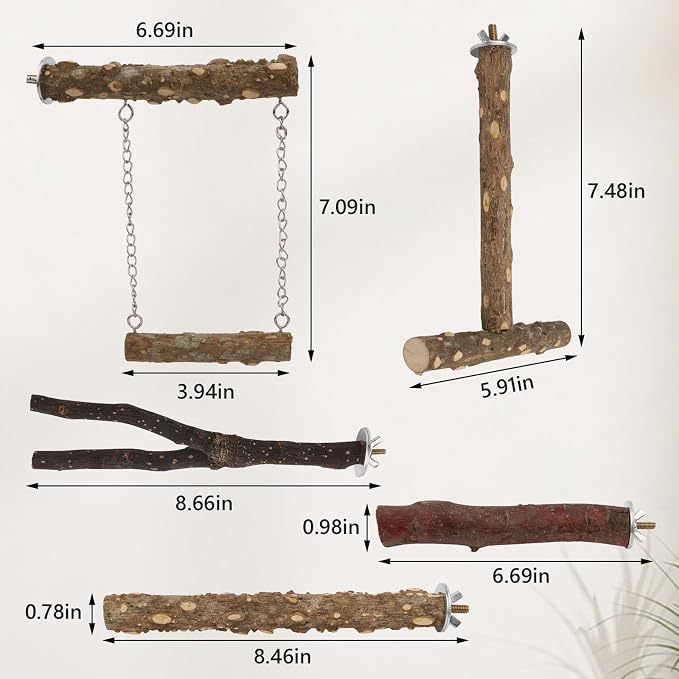 Hypeety Natural Wood Bird Perch - Image 2