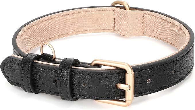 WHIPPY Leather Dog Collar for Small Medium Large Dog Adjustable Soft Breathable by WHIPPY