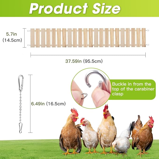 Jorewood Chicken Coop Toy Natural Wooden Chicken Swing & Bridge Toys - Image 2