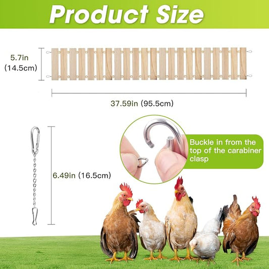 Jorewood Chicken Coop Toy Natural Wooden Chicken Swing & Bridge Toys - Image 2