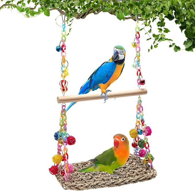 Bird Swing Toys Coolrunner Bird Hammock Bed Hanging Swing Nest Cotton Weave by Coolrunner