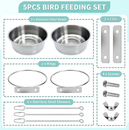 2 Pcs Bird Feeder Bowls with 3 Pcs Food Holder - Image 3