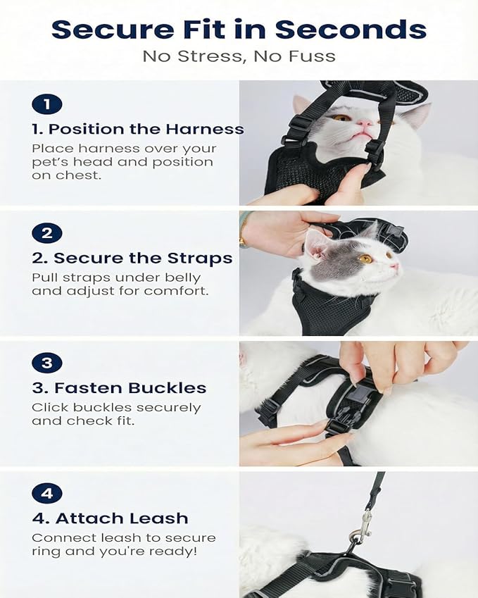 Luxelle 2 Pack Escape-Proof Cat Harness and Leash Set - Image 5