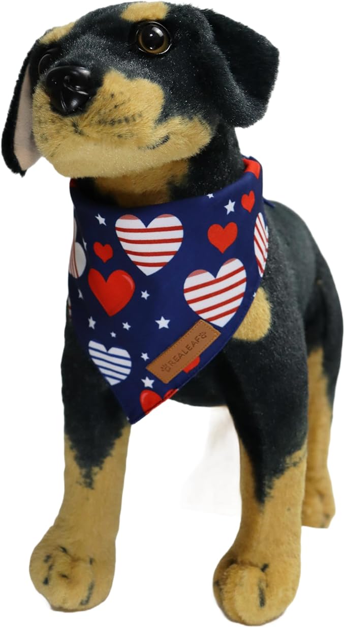 Realeaf 4th of July Dog Bandanas 2 Pack, Reversible American Flag Pet Scarf - Image 7