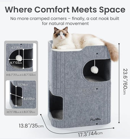 Made4Pets Cat House for Indoor Use, 2-Storey Cube Bed Cave, Covered Hideaway - Image 8